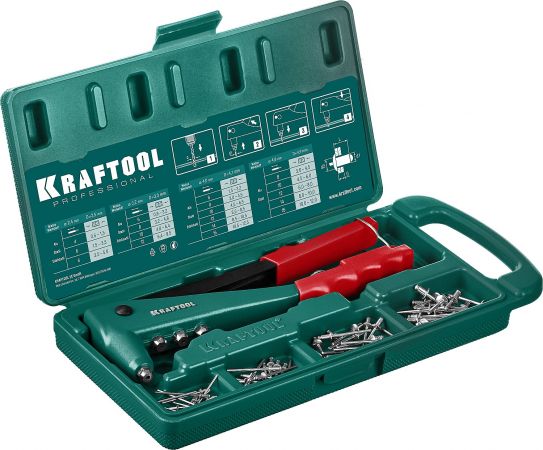 Заклепочник KRAFTOOL MaxKraft для заклёпок d=2,4 / 3,2 / 4,0 / 4,8 мм - алюминий и сталь, d=2,4 / 3,2 / 4,0 - нерж. сталь, с литым корпусом, в бокс