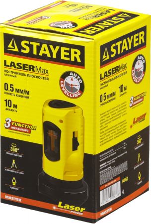 Построитель плоскостей STAYER "MASTER" LASER-Max лазерный самовыравнивающийся, дальность 10м, точность +/-1мм/м Построитель плоскостей STAYER "MASTER" LASER-Max лазерный самовыравнивающийся, дальность 10м, точность +/-1мм/м