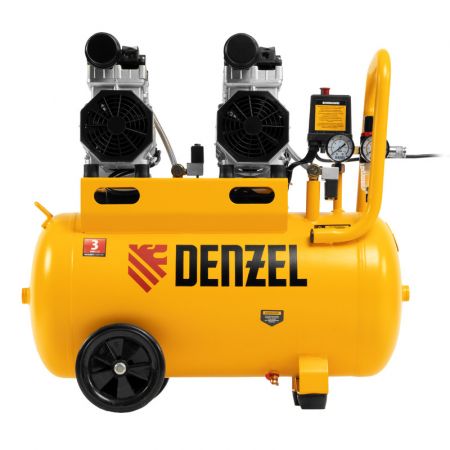 Компрессор безмасляный, малошумный DLS 1500/50, 1500 ВТ, 2x750, 50 л, 260 л/мин// Denzel Компрессор безмасляный, малошумный DLS 1500/50, 1500 ВТ, 2x750, 50 л, 260 л/мин// Denzel