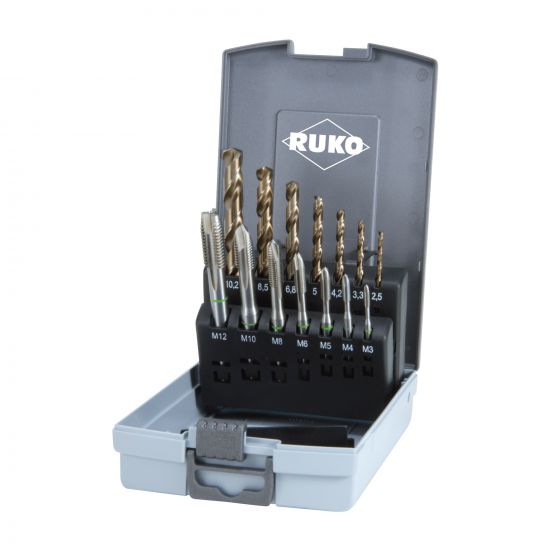 Набор машинных метчиков HSS-Co5 M3-M12+сверла /Ruko/