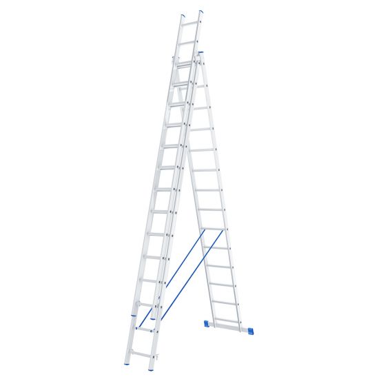 Лестница, 3 х 14 ступеней, алюминиевая, трехсекционная, Россия, Сибртех (97824)