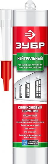 Герметик силиконовый ЗУБР прозрачный, нейтральный, 280мл