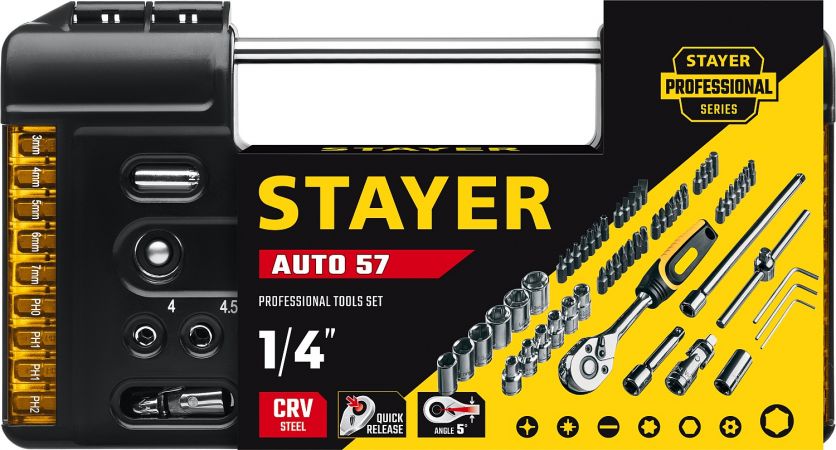 STAYER AUTO 57 универсальный набор инструмента 57 предм. STAYER AUTO 57 универсальный набор инструмента 57 предм.