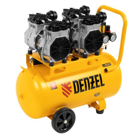 Компрессор безмасляный, малошумный DLS 2200/50, 2200 Вт, 2x1100, 50 л, 380 л/мин// Denzel Компрессор безмасляный, малошумный DLS 2200/50, 2200 Вт, 2x1100, 50 л, 380 л/мин// Denzel
