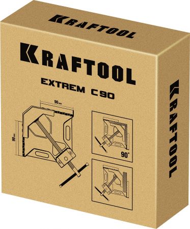 Экстрамощная стальная угловая струбцина для сварочных работ KRAFTOOL EXTREM C90 две опорные поверхности по 88 мм, глубина зажима 90 мм Экстрамощная стальная угловая струбцина для сварочных работ KRAFTOOL EXTREM C90 две опорные поверхности по 88 мм, глубина зажима 90 мм