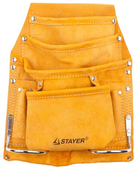 Сумка поясная STAYER MASTER для инструментов, кожаная, 8 карманов, 2 скобы 