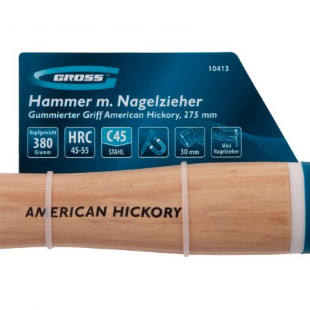 Молоток-гвоздодер, 380 г, угол 75, магнит, обрезиненная рукоятка AMERICAN HICKORY // GROSS Молоток-гвоздодер, 380 г, угол 75, магнит, обрезиненная рукоятка AMERICAN HICKORY // GROSS