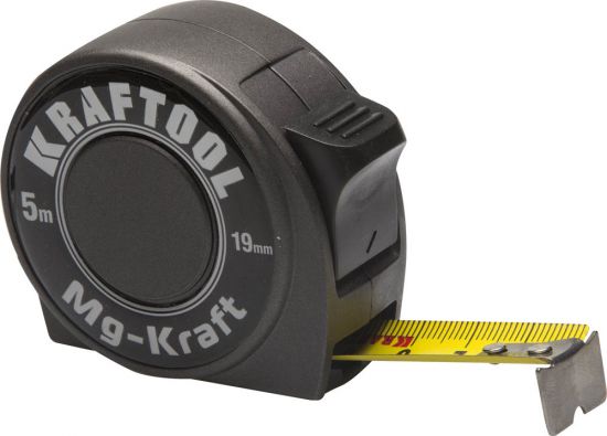 Рулетка KRAFTOOL PRO MG-Kraft, особопроч корпус, Mg сплав, нейлон покрытие, суперкомпакт размер, 5м/19м 