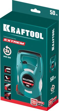 KRAFTOOL EXTREM 50 м геодезическая стальная мерная лента