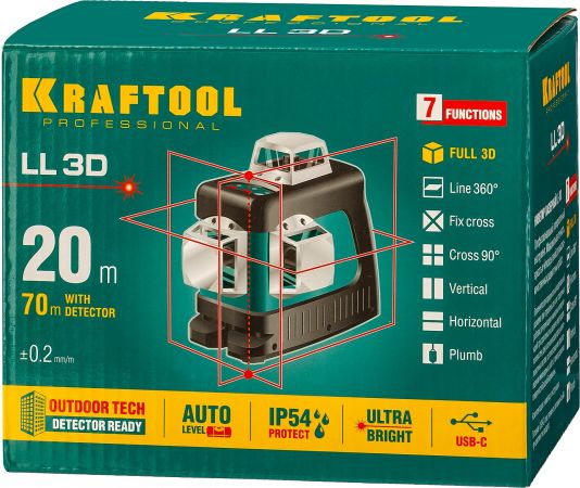 KRAFTOOL LL 3D нивелир лазерный, в коробке