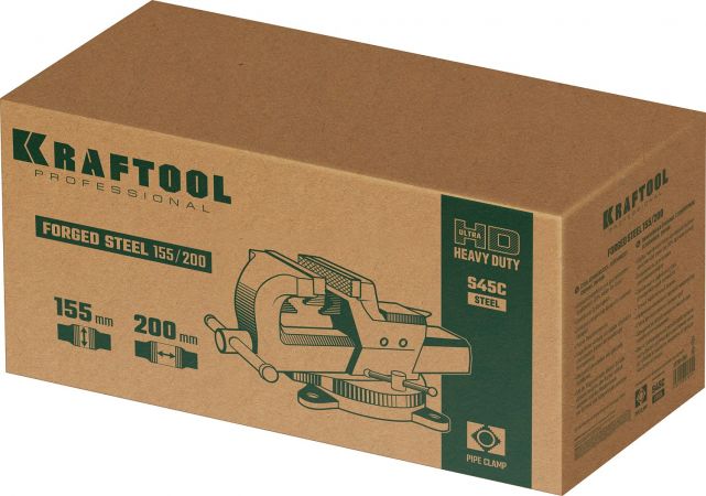 Кованые стальные тиски KRAFTOOL FORGE-155/200 с регулировкой компенсации люфта Кованые стальные тиски KRAFTOOL FORGE-155/200 с регулировкой компенсации люфта