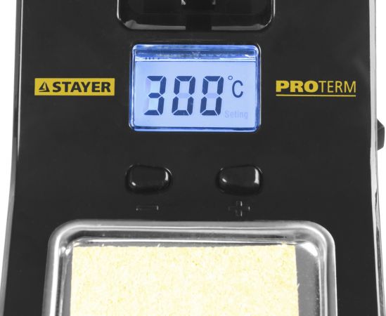 Паяльная станция STAYER "PROFI" PROTerm цифровая с ЖК дисплеем, диапазон 160-520°C, шаг 10°C, 48Вт Паяльная станция STAYER "PROFI" PROTerm цифровая с ЖК дисплеем, диапазон 160-520°C, шаг 10°C, 48Вт