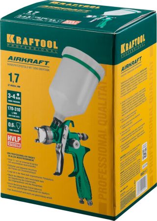 Краскопульт пневматический KRAFTOOL AirKraft, HVLP, с верхним бачком, 1,7мм Краскопульт пневматический KRAFTOOL AirKraft, HVLP, с верхним бачком, 1,7мм