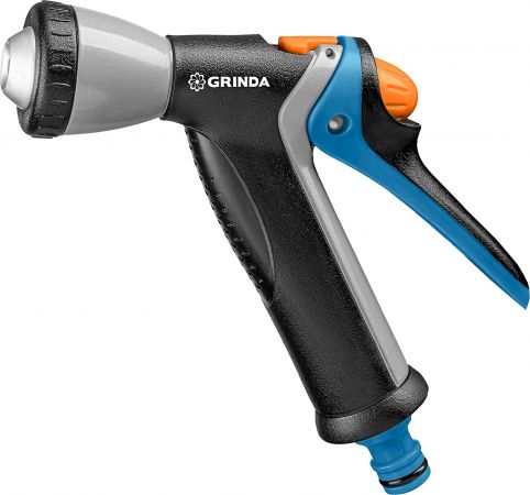 GRINDA PROLine BM-R, плавная регулировка, курок сзади, пистолет поливочный металлический с TPR GRINDA PROLine BM-R, плавная регулировка, курок сзади, пистолет поливочный металлический с TPR