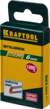 KRAFTOOL 6 мм скобы для степлера плоские тип 140, 1000 шт