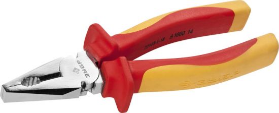 Плоскогубцы ЗУБР ПРОФЕССИОНАЛ ПРОФИЭЛЕКТРИК, диэлектрические комбинированные, двухкомп рукоятка, до ~1000В, 180мм