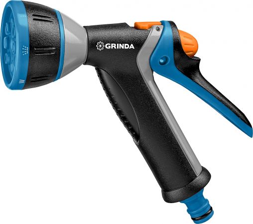GRINDA PROLine BM-8, 8 режимов, курок сзади, пистолет поливочный металлический с TPR