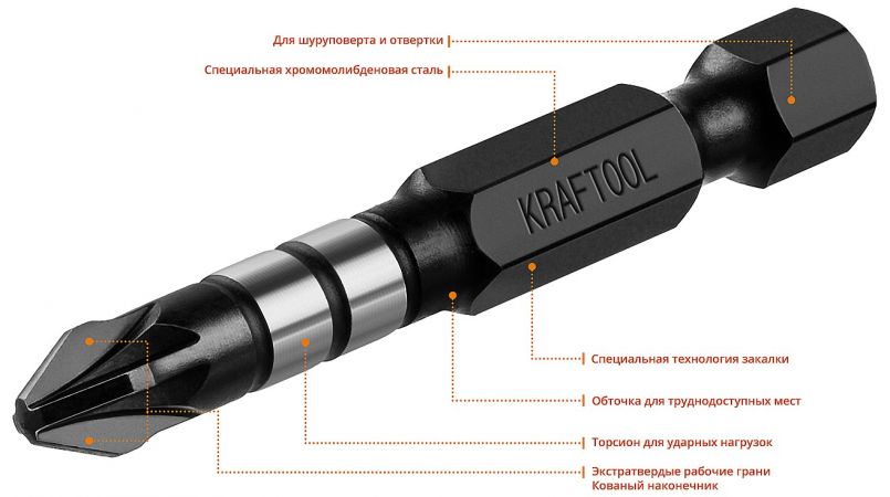 Биты KRAFTOOL Impact Pro, Pozidriv, тип хвостовика E 1/4", PZ2, 50мм, 10шт, в пластиковом боксе Биты KRAFTOOL Impact Pro, Pozidriv, тип хвостовика E 1/4", PZ2, 50мм, 10шт, в пластиковом боксе