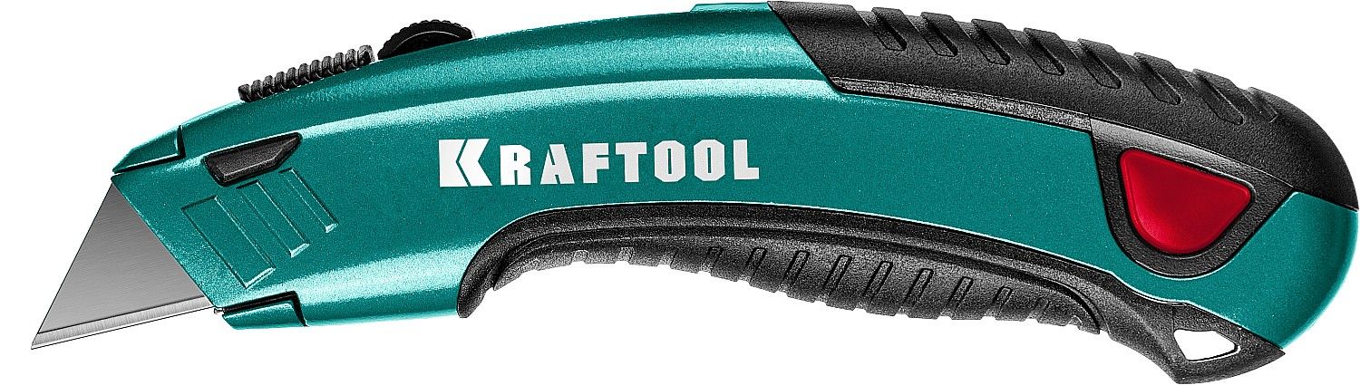 KRAFTOOL GRAND-24, универсальный нож с автостопом, 2 трап. лезвия А24 KRAFTOOL GRAND-24, универсальный нож с автостопом, 2 трап. лезвия А24