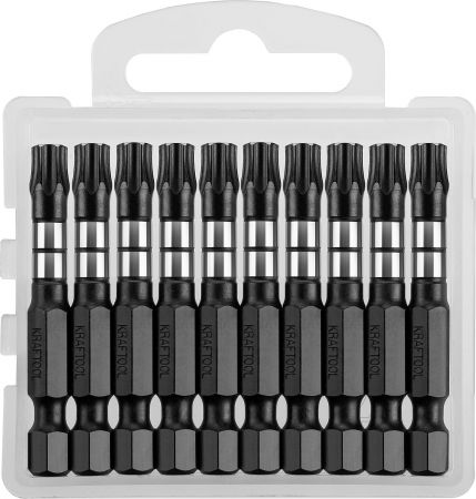 Биты KRAFTOOL Impact Pro, TORX, тип хвостовика E 1/4", TX30, 50мм, 10шт, в пластиковом боксе Биты KRAFTOOL Impact Pro, TORX, тип хвостовика E 1/4", TX30, 50мм, 10шт, в пластиковом боксе