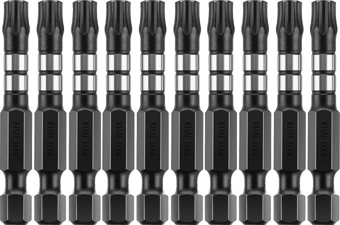 Биты KRAFTOOL Impact Pro, TORX, тип хвостовика E 1/4", TX30, 50мм, 10шт, в пластиковом боксе Биты KRAFTOOL Impact Pro, TORX, тип хвостовика E 1/4", TX30, 50мм, 10шт, в пластиковом боксе