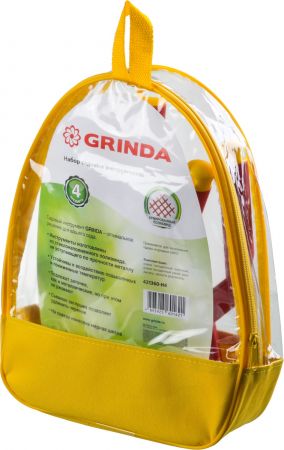 Набор GRINDA 421360-H4: Совок посадочный широкий, совок посадочный узкий, рыхлитель, мотыга-рыхлитель с нейлоновым корпусом, 4 предмета