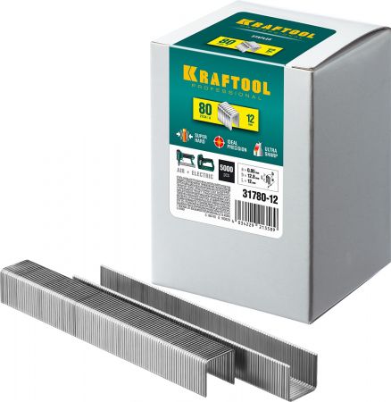 KRAFTOOL 12  мм скобы для степлера тип 80, 5000 шт