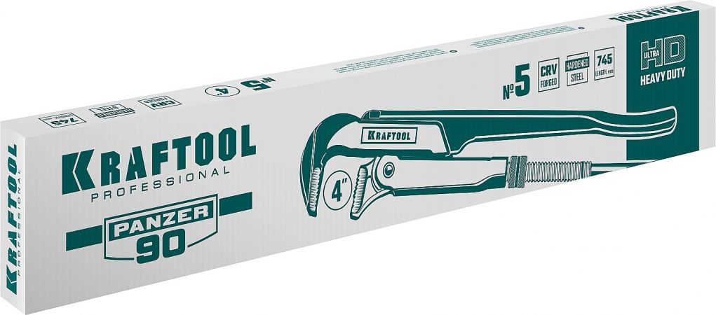 KRAFTOOL PANZER-90, №5, ключ трубный, прямые губки KRAFTOOL PANZER-90, №5, ключ трубный, прямые губки