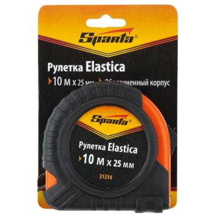 Рулетка Elastica, 10 м х 25 мм, обрезиненный корпус Sparta Рулетка Elastica, 10 м х 25 мм, обрезиненный корпус Sparta