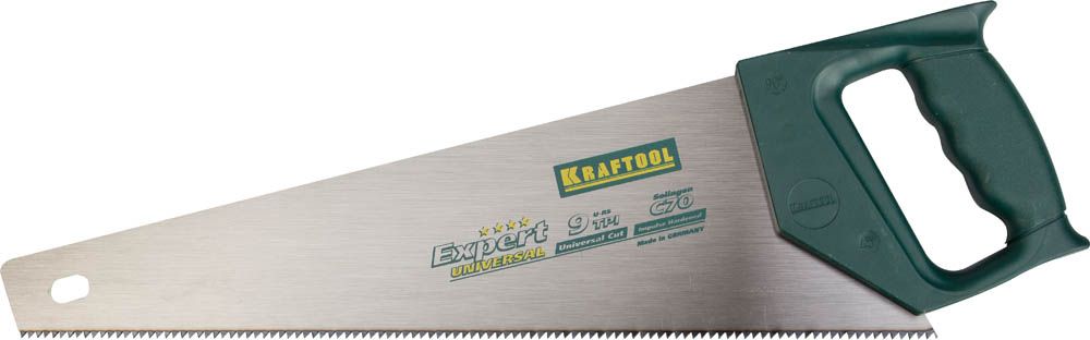 Ножовка по дереву (пила) KRAFTOOL UNIVERSAL 400 мм, 9/10 TPI, рез поперек и вдоль волокон, зуб универсальный наклонный Ножовка по дереву (пила) KRAFTOOL UNIVERSAL 400 мм, 9/10 TPI, рез поперек и вдоль волокон, зуб универсальный наклонный