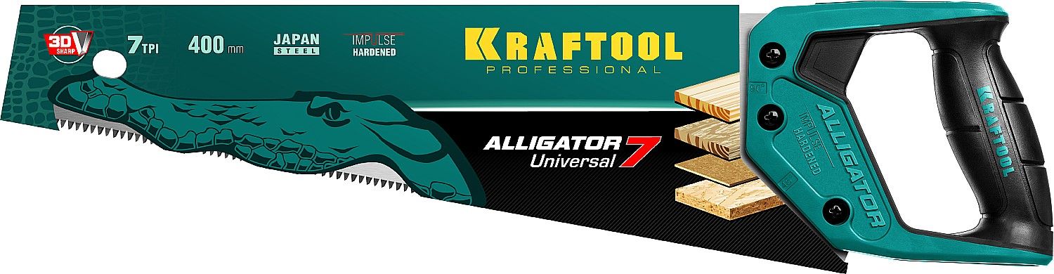 Ножовка по дереву (пила) KRAFTOOL UNIVERSAL 400 мм, 9/10 TPI, рез поперек и вдоль волокон, зуб универсальный наклонный Ножовка по дереву (пила) KRAFTOOL UNIVERSAL 400 мм, 9/10 TPI, рез поперек и вдоль волокон, зуб универсальный наклонный