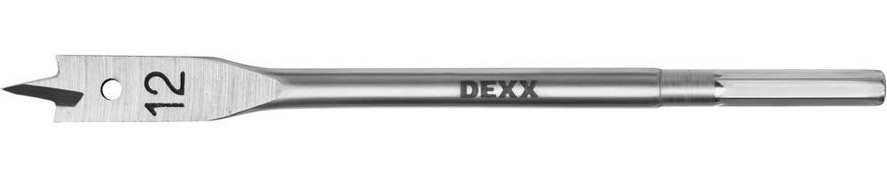 Сверло DEXX по дереву перьевое, шестигранный хвостовик, d=12мм, L-152мм 