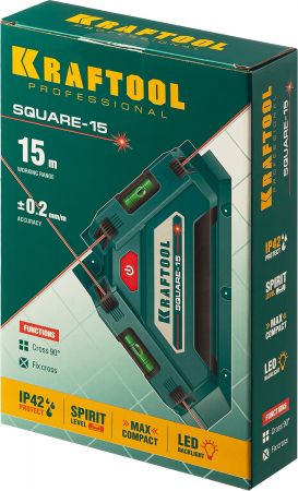 KRAFTOOL SQUARE-15 лазерный угольник для кафеля KRAFTOOL SQUARE-15 лазерный угольник для кафеля