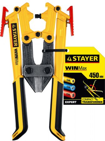 Болторез STAYER MASTER, складная конструкция, губки из Cr-Mo стали, двухкомп рукоятка, сталь HRC 42 до d= 6мм, 450мм Болторез STAYER MASTER, складная конструкция, губки из Cr-Mo стали, двухкомп рукоятка, сталь HRC 42 до d= 6мм, 450мм