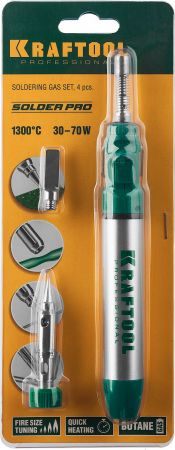 Паяльник газовый KRAFTOOL, 3в1, регулировка пламени, 1300С