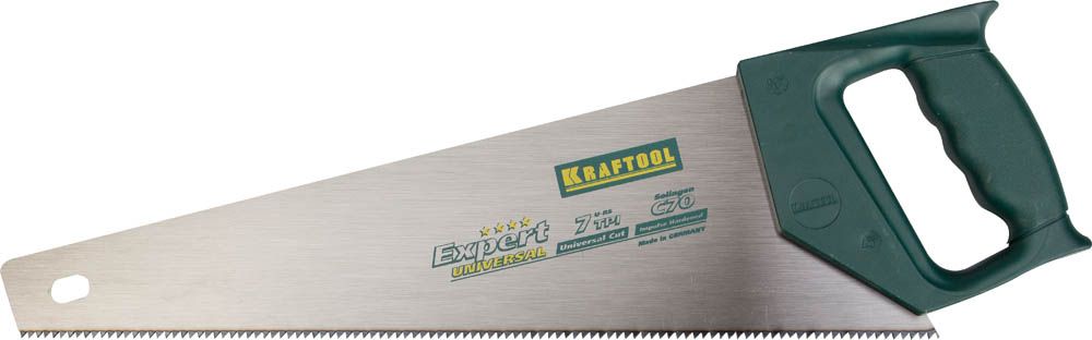 Ножовка по дереву (пила) KRAFTOOL UNIVERSAL 450 мм, 7 / 8 TPI, рез поперек и вдоль волокон, зуб универсальный Ножовка по дереву (пила) KRAFTOOL UNIVERSAL 450 мм, 7 / 8 TPI, рез поперек и вдоль волокон, зуб универсальный