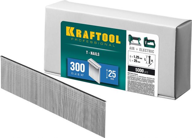 KRAFTOOL 25 мм гвозди для нейлера тип 300, 5000 шт KRAFTOOL 25 мм гвозди для нейлера тип 300, 5000 шт