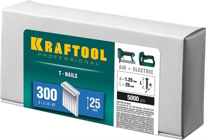 KRAFTOOL 25 мм гвозди для нейлера тип 300, 5000 шт KRAFTOOL 25 мм гвозди для нейлера тип 300, 5000 шт