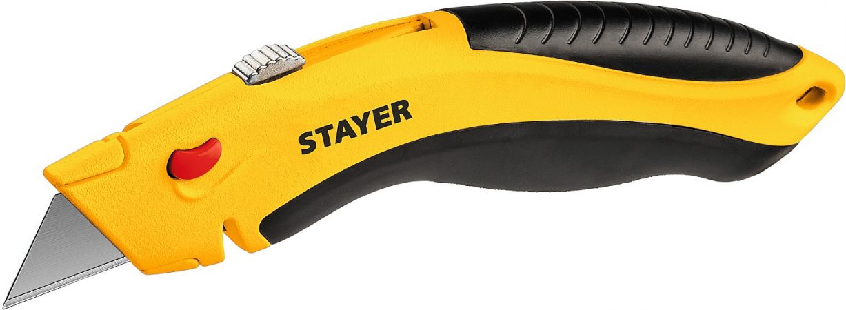 STAYER Hercules-24, металлический универсальный нож с автостопом, трап. лезвия А24