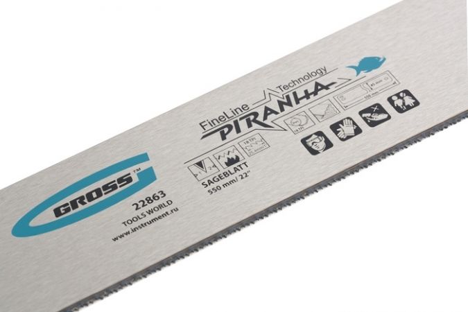 Пильное полотно для прецизионного стусла "Piranha", 550 мм, каленый зуб 2D, 18 TPI Gross Пильное полотно для прецизионного стусла "Piranha", 550 мм, каленый зуб 2D, 18 TPI Gross