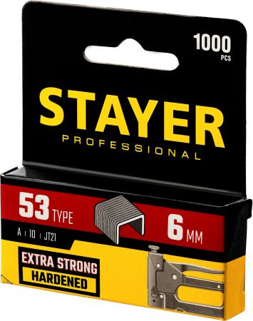 STAYER 6 мм скобы для степлера тонкие тип 53, 1000 шт