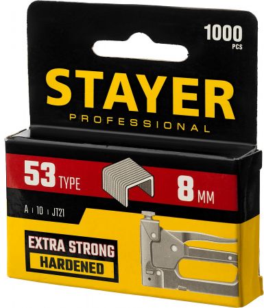 STAYER 8 мм скобы для степлера тонкие тип 53, 1000 шт