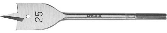Сверло DEXX по дереву перьевое, шестигранный хвостовик, d=25мм, L-152мм 