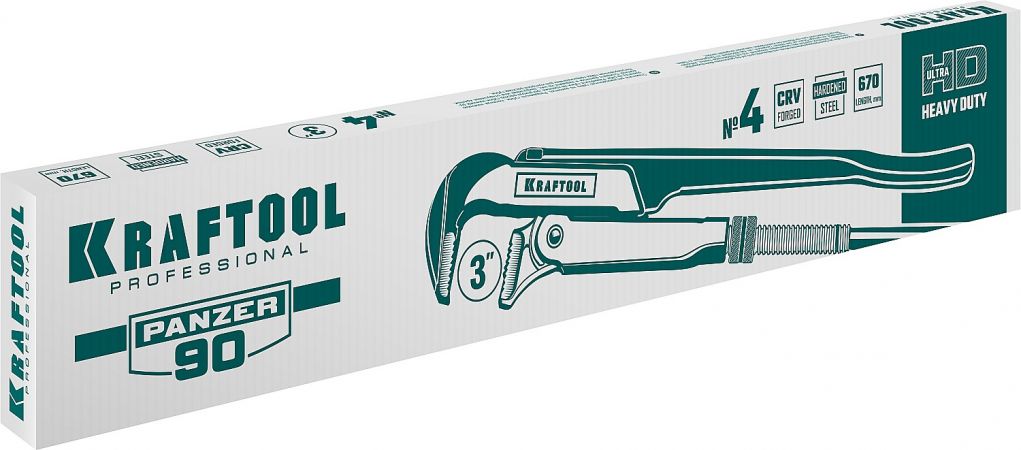 KRAFTOOL PANZER-90, №4, ключ трубный, прямые губки KRAFTOOL PANZER-90, №4, ключ трубный, прямые губки