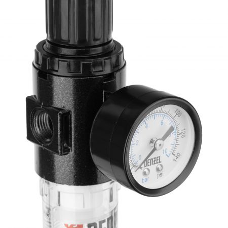Фильтр-регулятор FR1500, 10 бар, 1500 л/мин, 1/4" Denzel Фильтр-регулятор FR1500, 10 бар, 1500 л/мин, 1/4" Denzel
