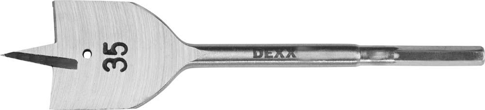 Сверло DEXX по дереву перьевое, шестигранный хвостовик, d=35мм, L-152мм 