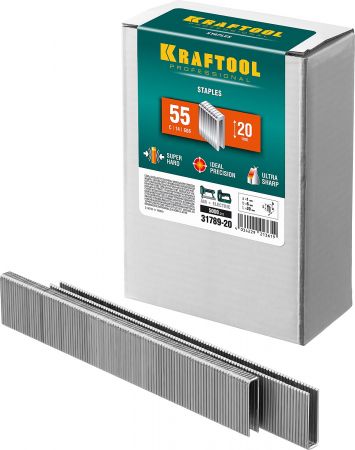 KRAFTOOL 20 мм скобы для степлера узкие тип 55, 5000 шт KRAFTOOL 20 мм скобы для степлера узкие тип 55, 5000 шт