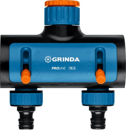 GRINDA PROLine TS-2, 3/4"-1", распределитель двухканальный, поливочный, с внутренней резьбой