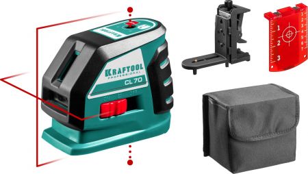 KRAFTOOL CL-70 #2 нивелир лазерный, 20м/70м, IP54, точн. +/-0,2 мм/м, держатель, питание 4хАА, в коробке