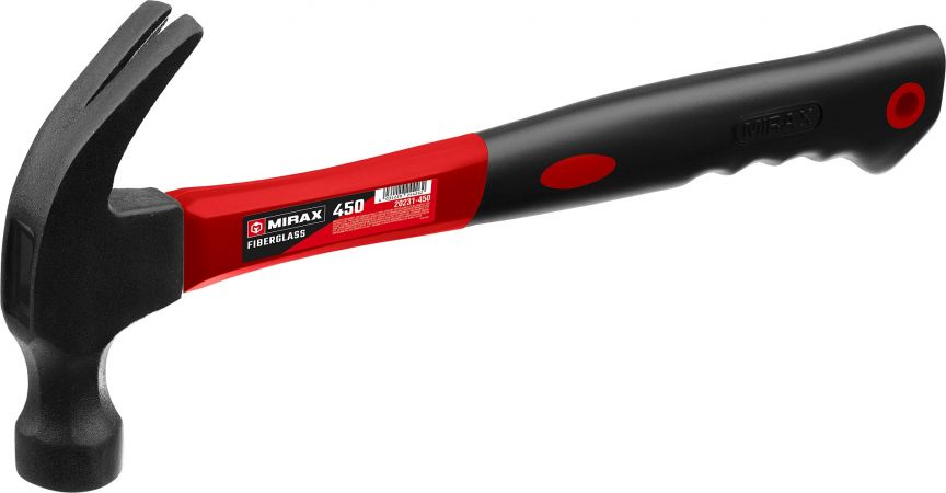 MIRAX 450 г, молоток-гвоздодёр столярный с фиберглассовой рукояткой (20231-450) MIRAX 450 г, молоток-гвоздодёр столярный с фиберглассовой рукояткой (20231-450)